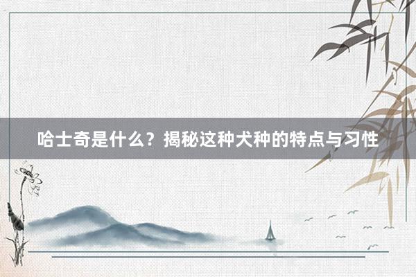 哈士奇是什么？揭秘这种犬种的特点与习性